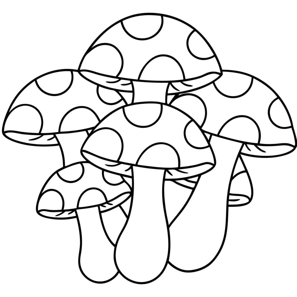 Set of Continuous Line Mushroom Drawings vector