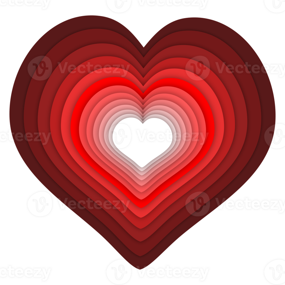 unique red heart frame with a layered effect, perfect for love and romance themed projects png