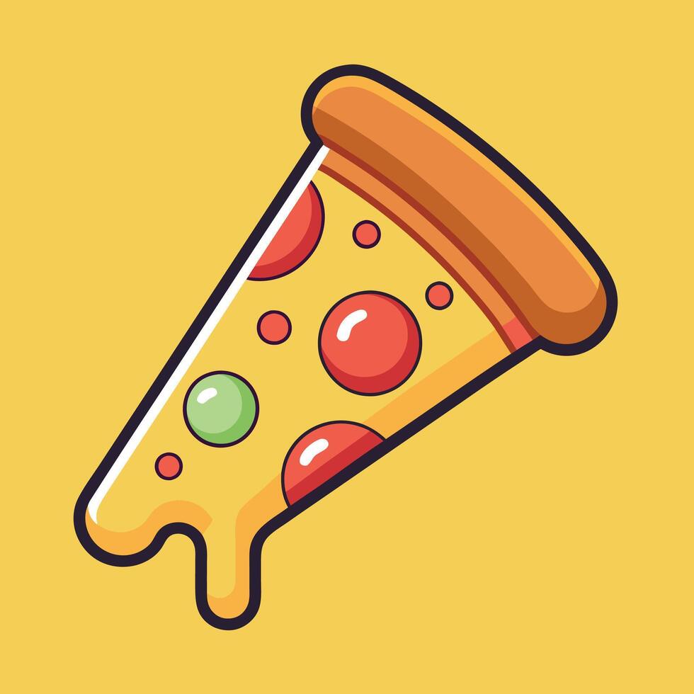 Funny Pizza Slice Cartoon Character in Flat Art vector