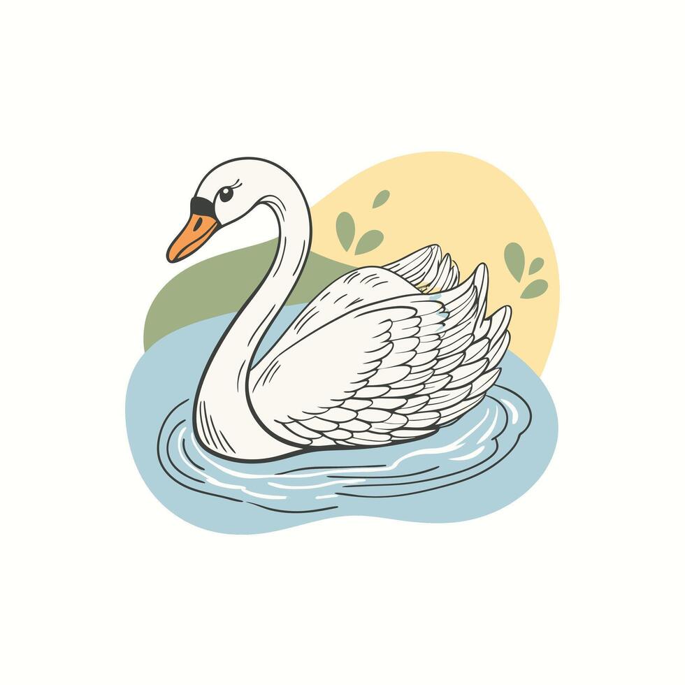 Elegant Swan Illustration for Stylish Apparel vector