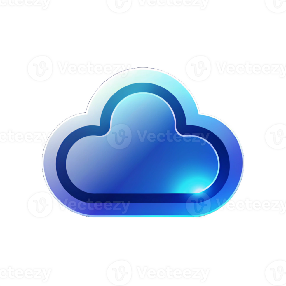 Stylish Blue Cloud Icon with Glossy Finish and Modern Appeal png