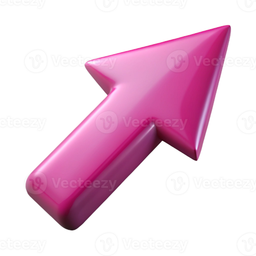 Stylish Pink Arrow Icon Pointing Upward in 3D Design png