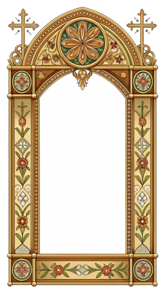 Ornate Vintage Frame Featuring Floral and Decorative Elements png