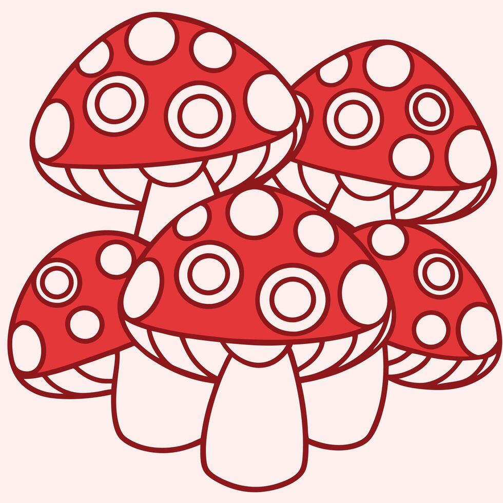 Minimalist Edible Mushroom Line Icons Set vector