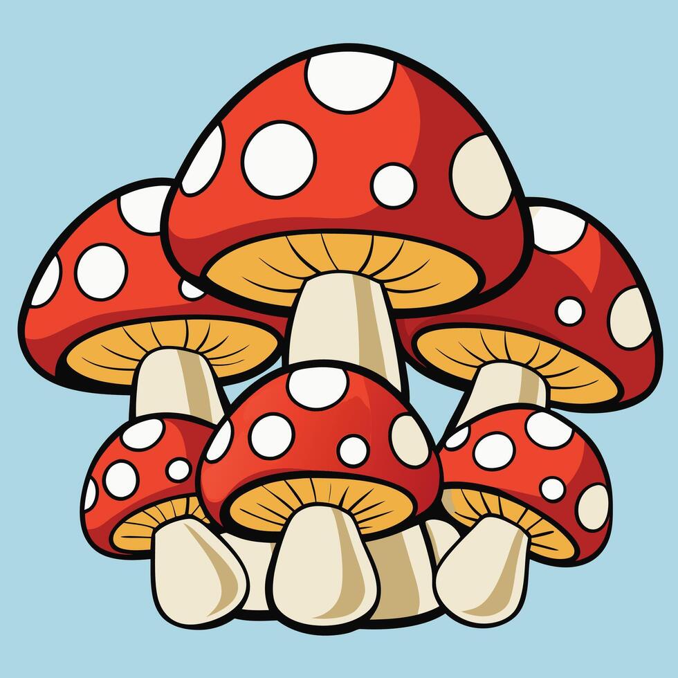 Hand-Drawn Mushroom Stickers and Icons vector