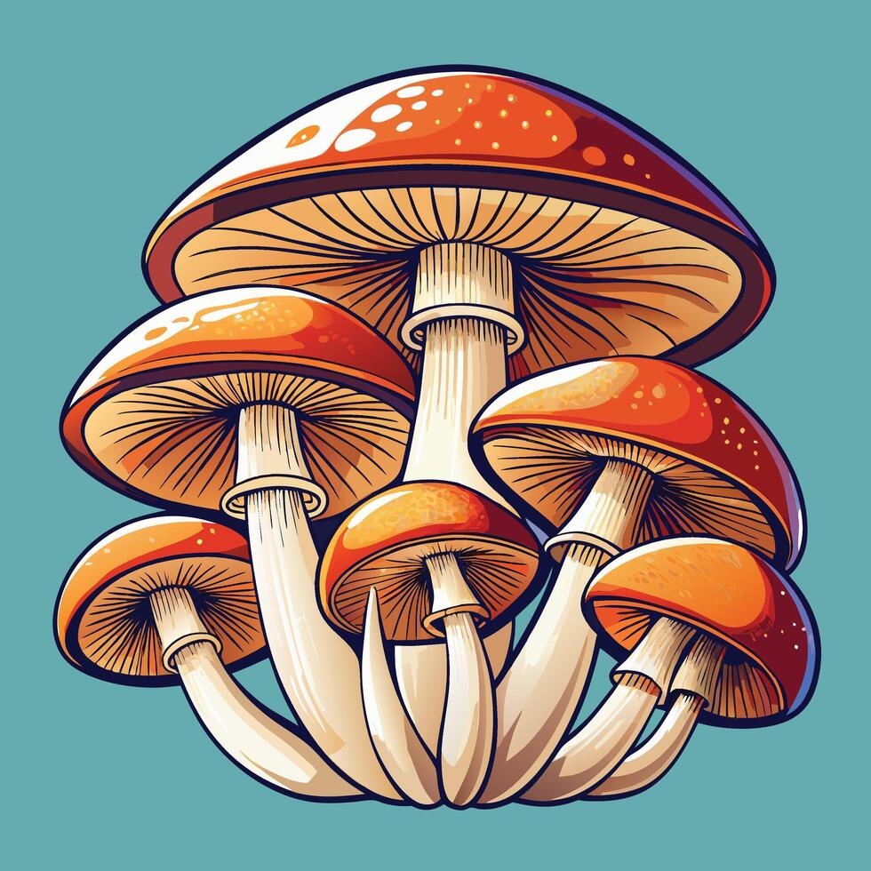 Fantasy Toadstool and Fairy Tale Mushrooms vector