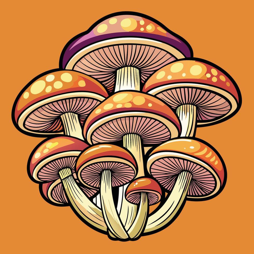 Fantasy Mushroom Doodle Elements vector