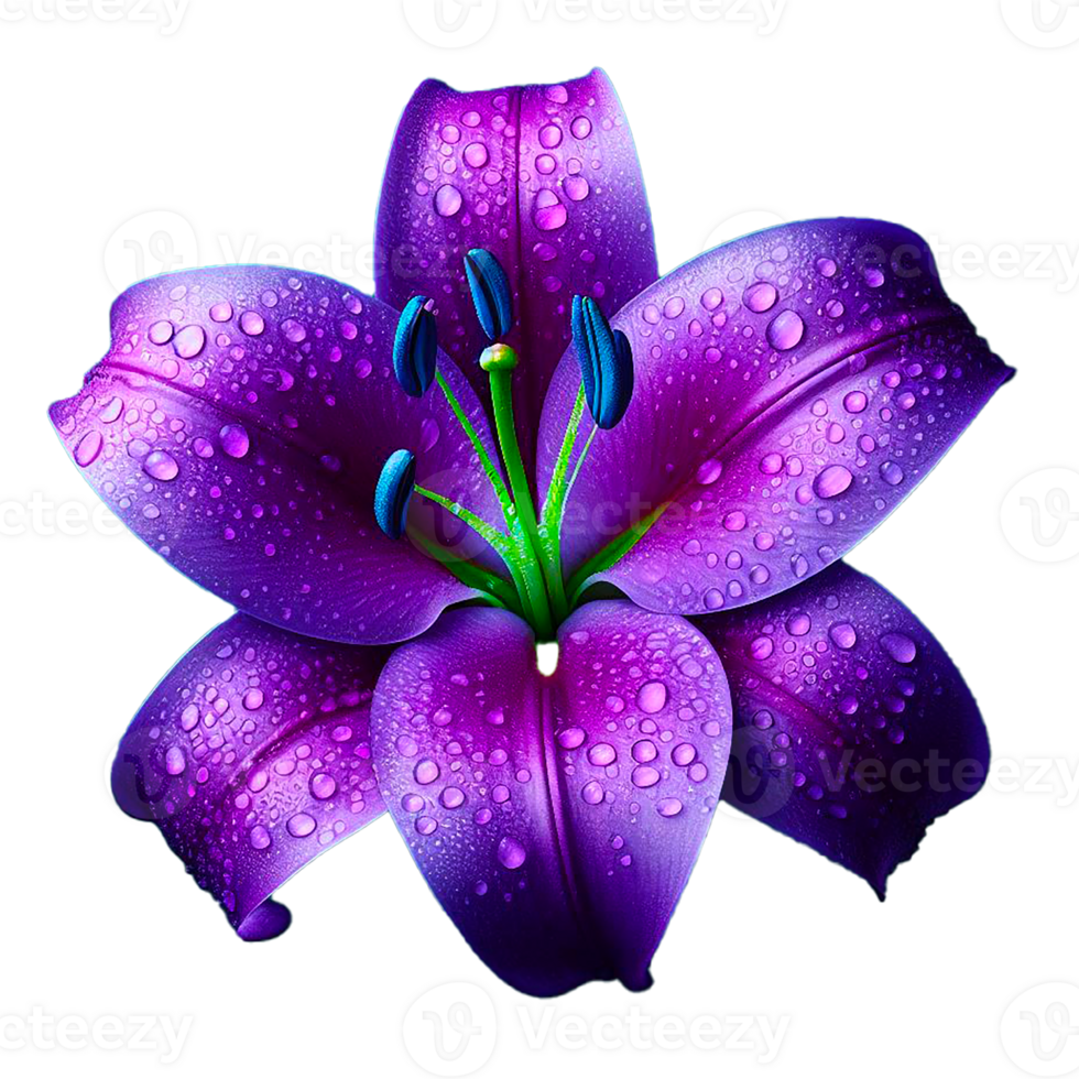 Beautiful purple lily flower isolated on a transparent background, great for graphic design, invitations, and digital artwork. png