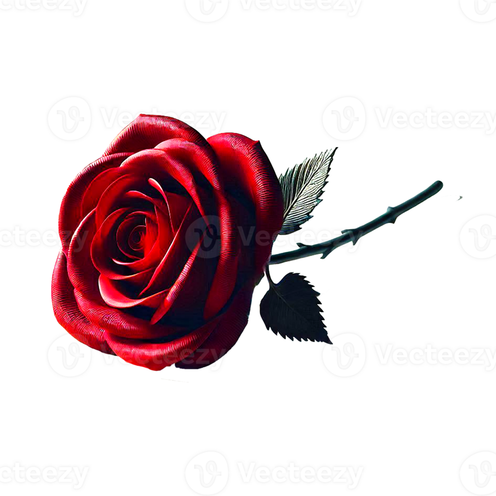 Stunning red rose with no background, perfect for use in social media, posters, and merchandise. png