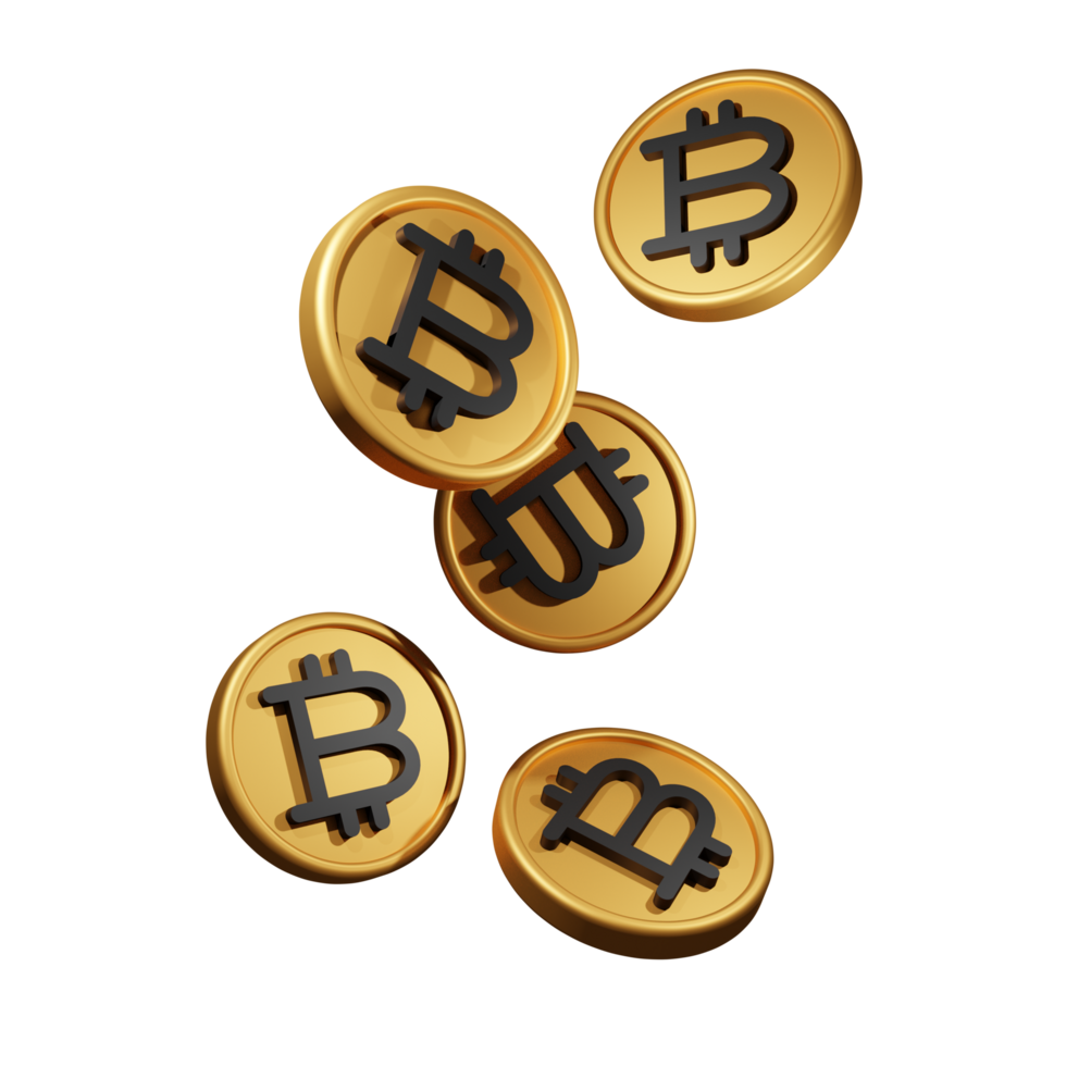Floating 3D Bitcoin Coins in a Dynamic Layout png