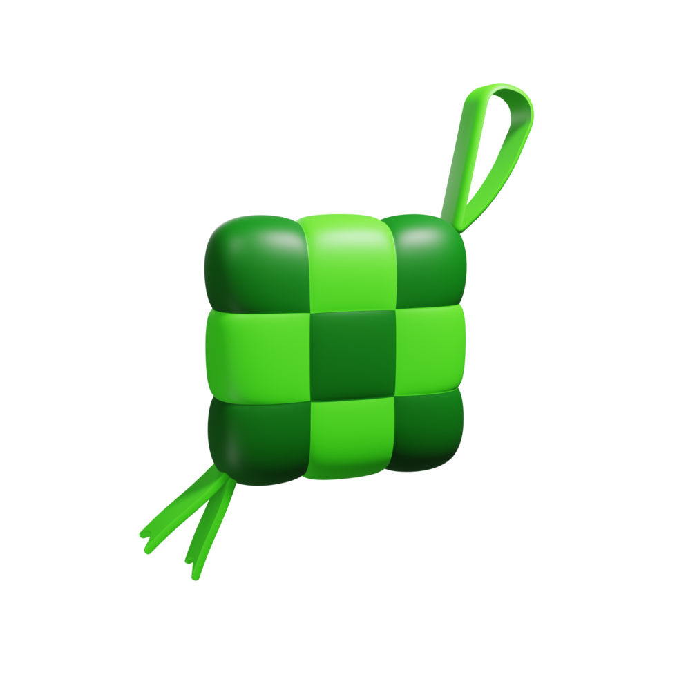 3D Realistic Ketupat Icon - Traditional Indonesian Rice Cake png