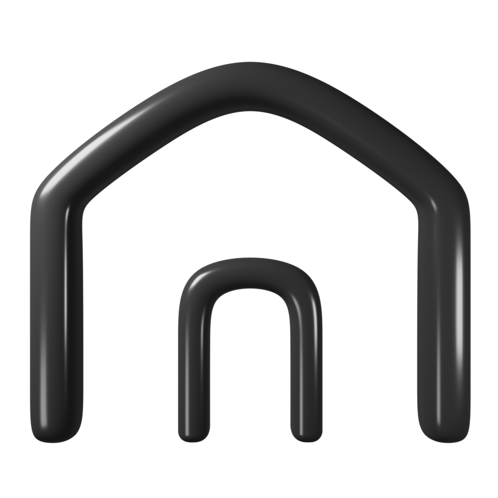 3D black and white home icon with a modern look. png