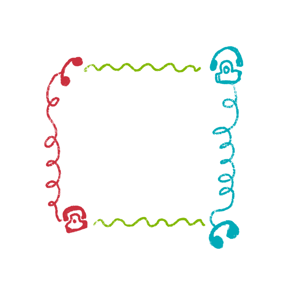 Fun Hand-Drawn Communication Frame with Headphones png
