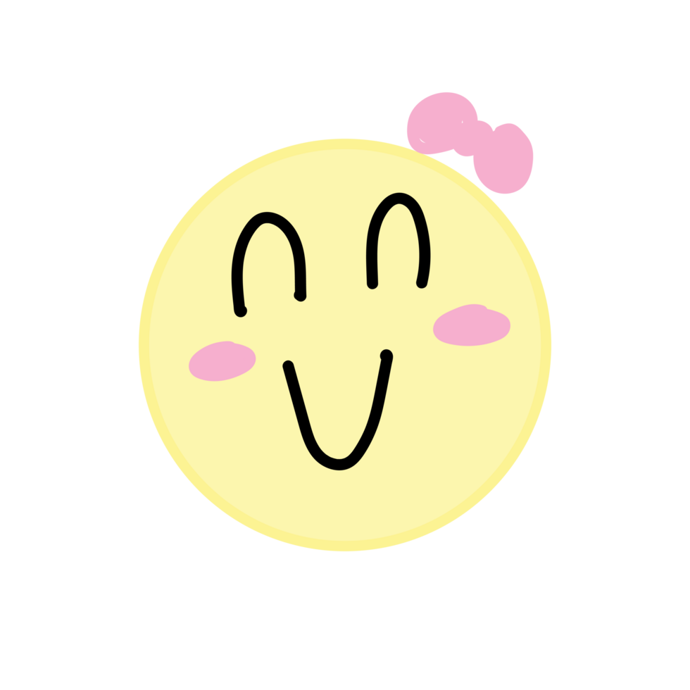 Adorable Smiling Emoji with Pink Bow png