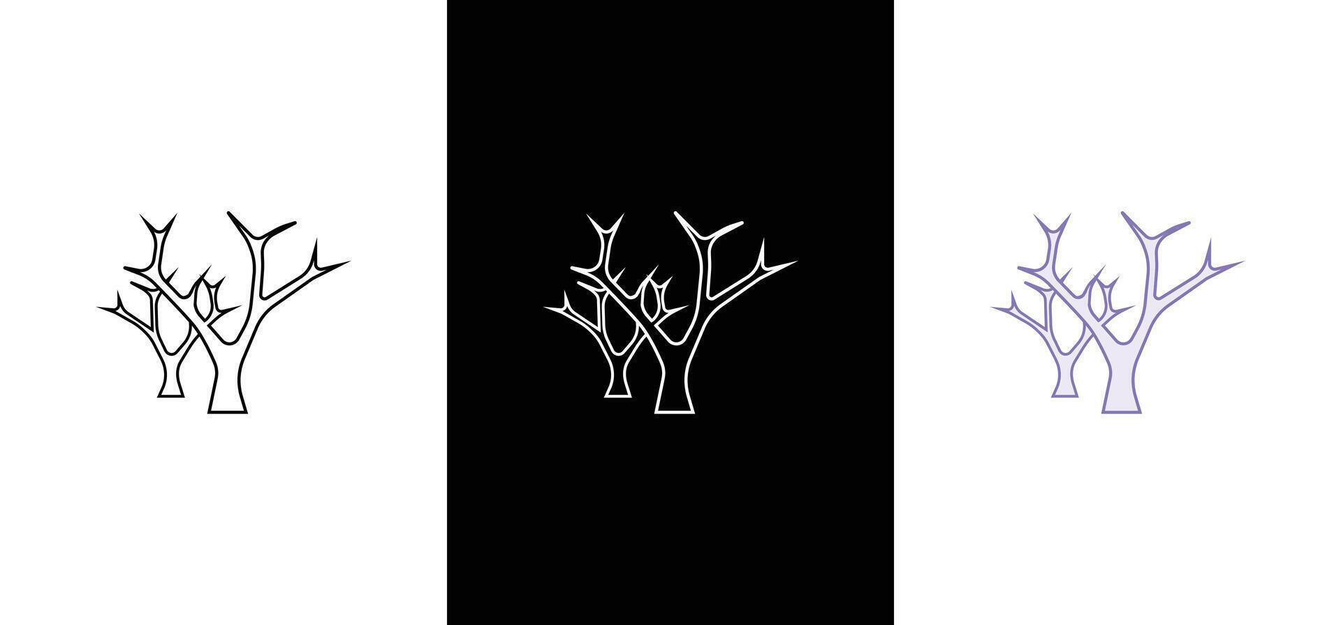 Dead tree illustration. Dry trees without leaves icon vector