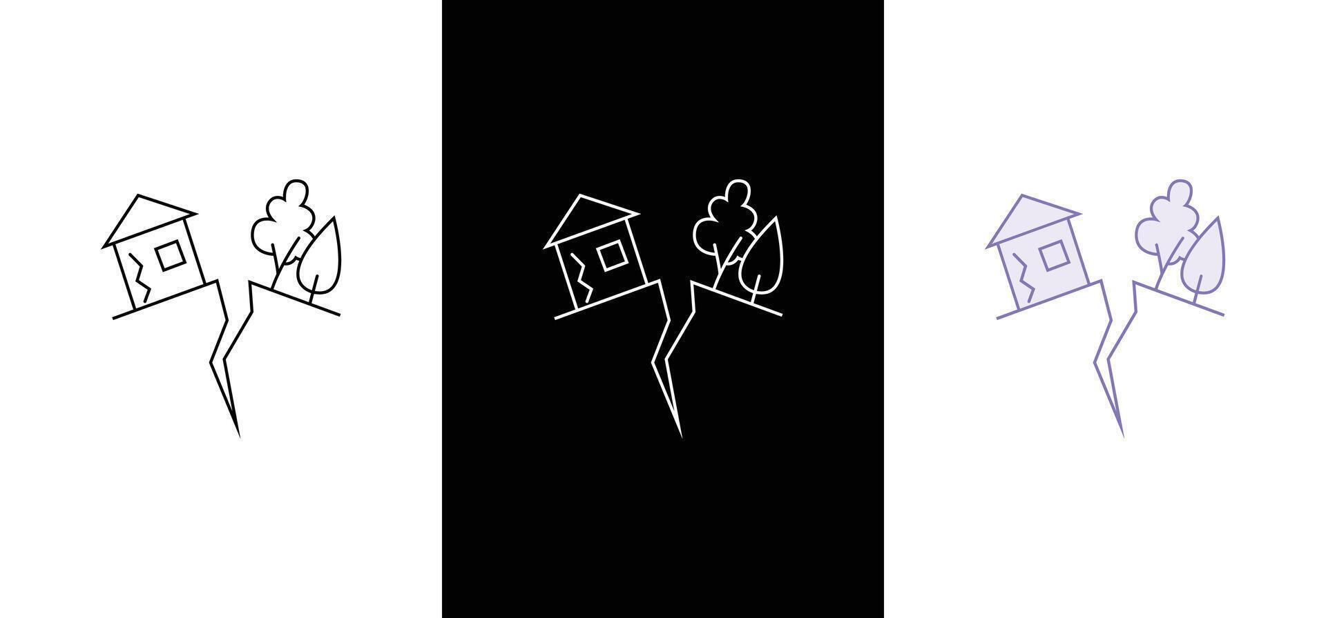 Natural Disaster Line Editable . Earth quake icon vector