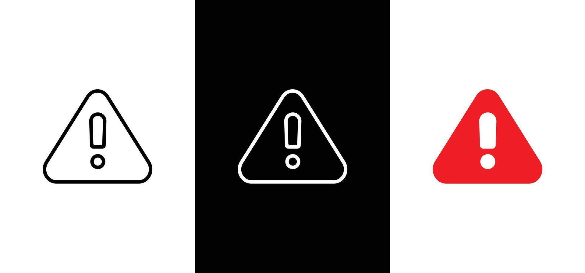 Sign attention warning error danger, red triangle with exclamation mark, caution accident, alarm alert vector