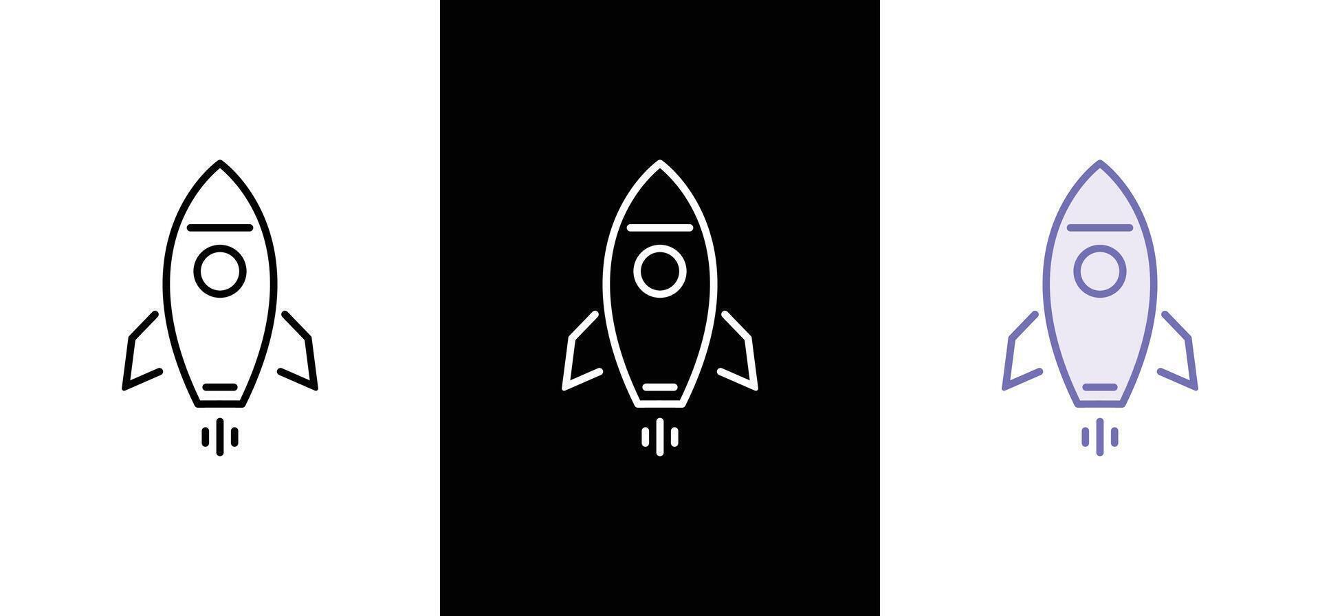 Rocket icons. Launch spaceship or spacecraft. Rocket fast flying for space. New business start up. vector