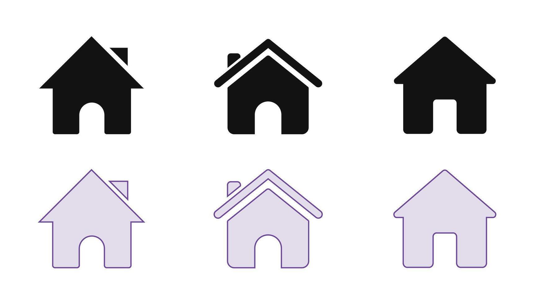 Simple monochrome house icon set vector