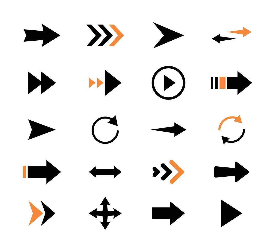Arrows set icons. Arrow icon. Arrow collection. Arrow. Cursor. Modern simple arrows. illustration. vector