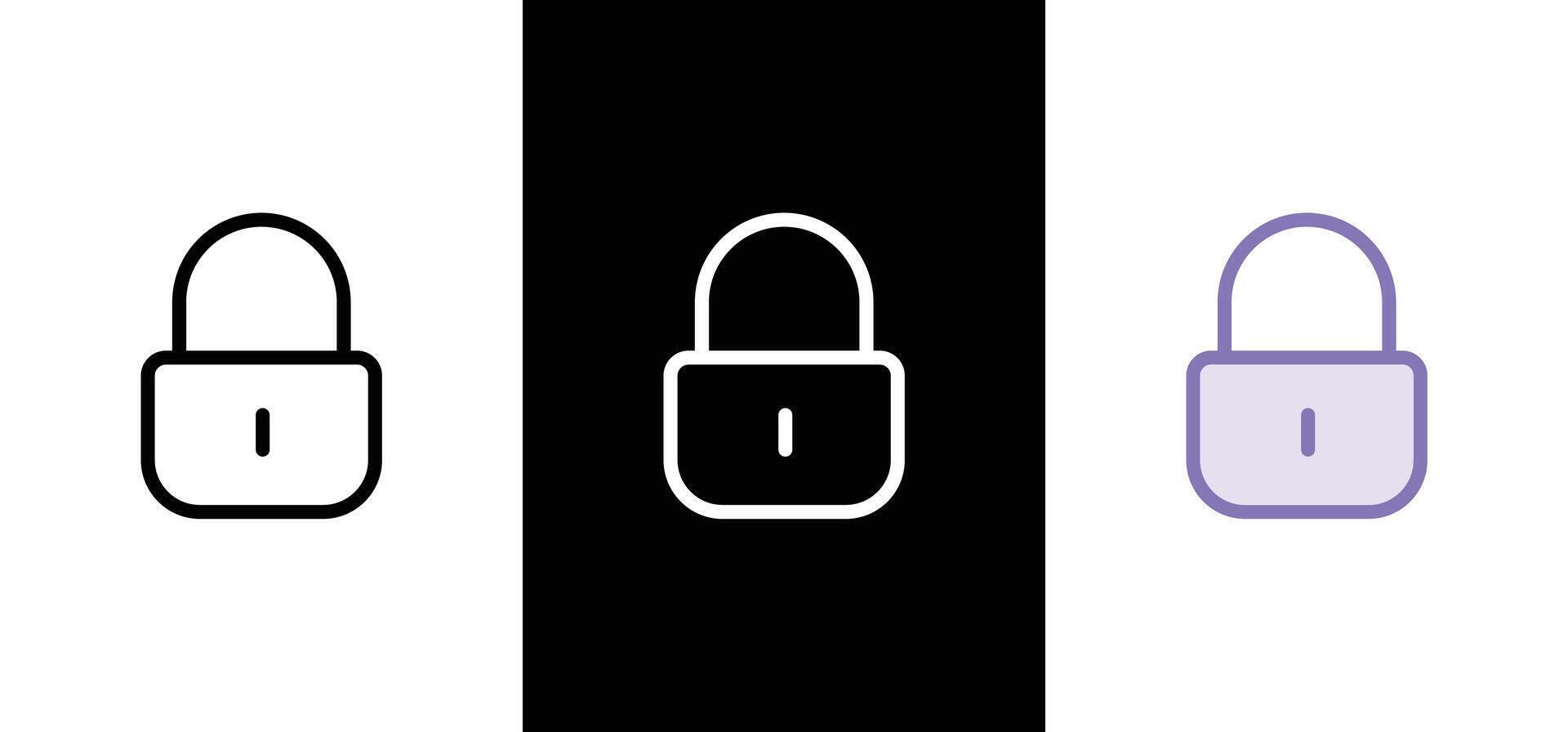 Lock icon, black isolated on grey background, illustration. Security Lock or Padlock icon vector