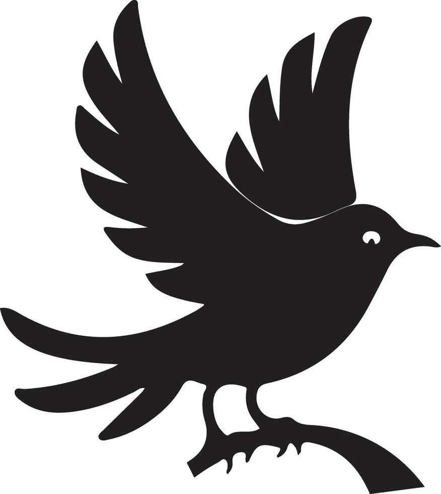 The bird is perched on a branch silhouette vector