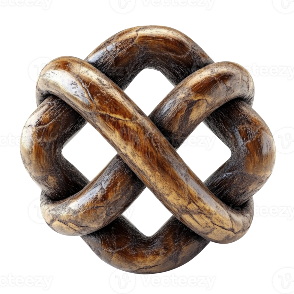 Intricate wooden knot sculpture isolated on transparent background, png