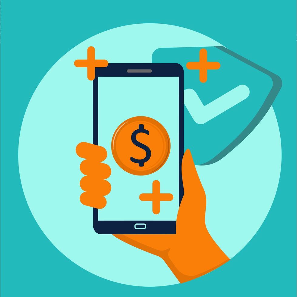 Mobile Payment Illustration. concept of filling in fund balance, for banners on websites. vector