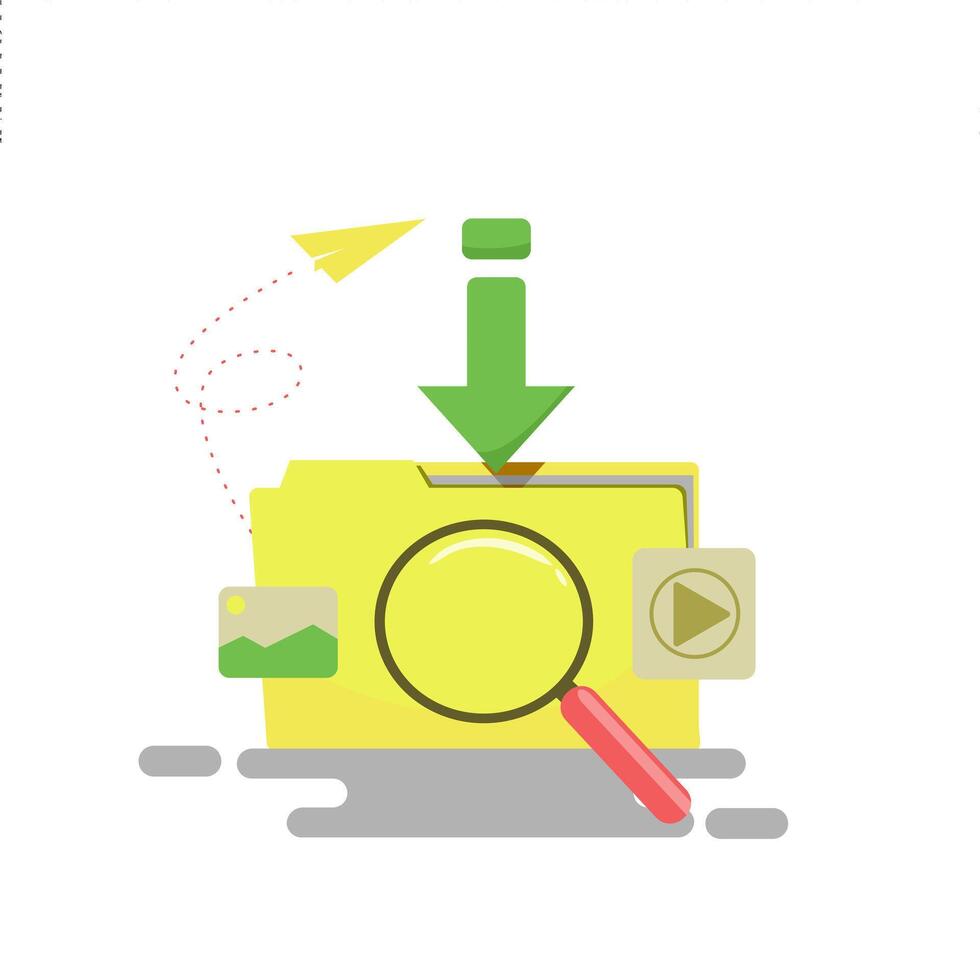 illustration of File Finder, concept of downloading files of various types in flat style. vector