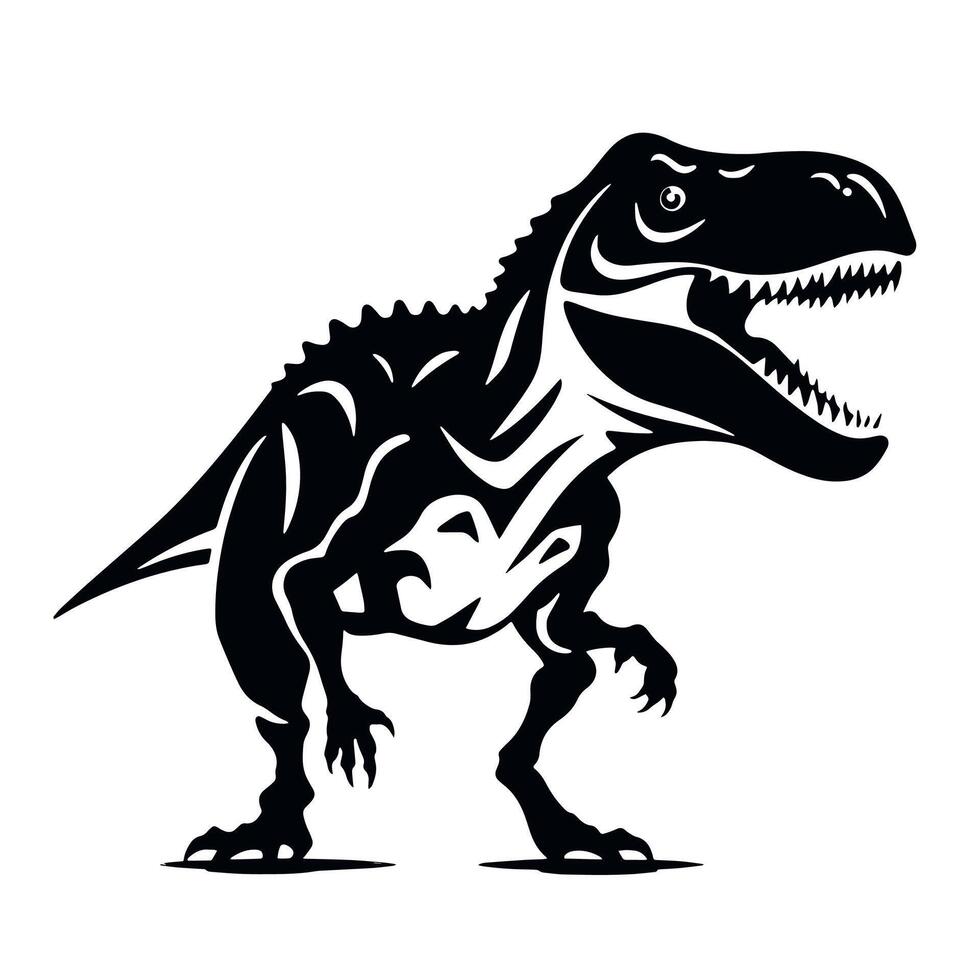 stylish illustration black and white silhouette prehistoric creature of dinosaur tyrannosaurus on a white background vector
