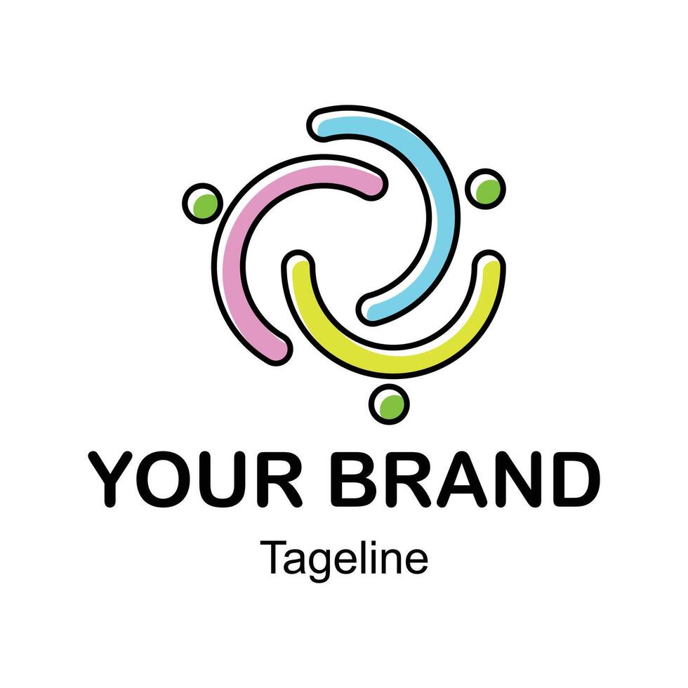 People Logo Design Circular community of three vector