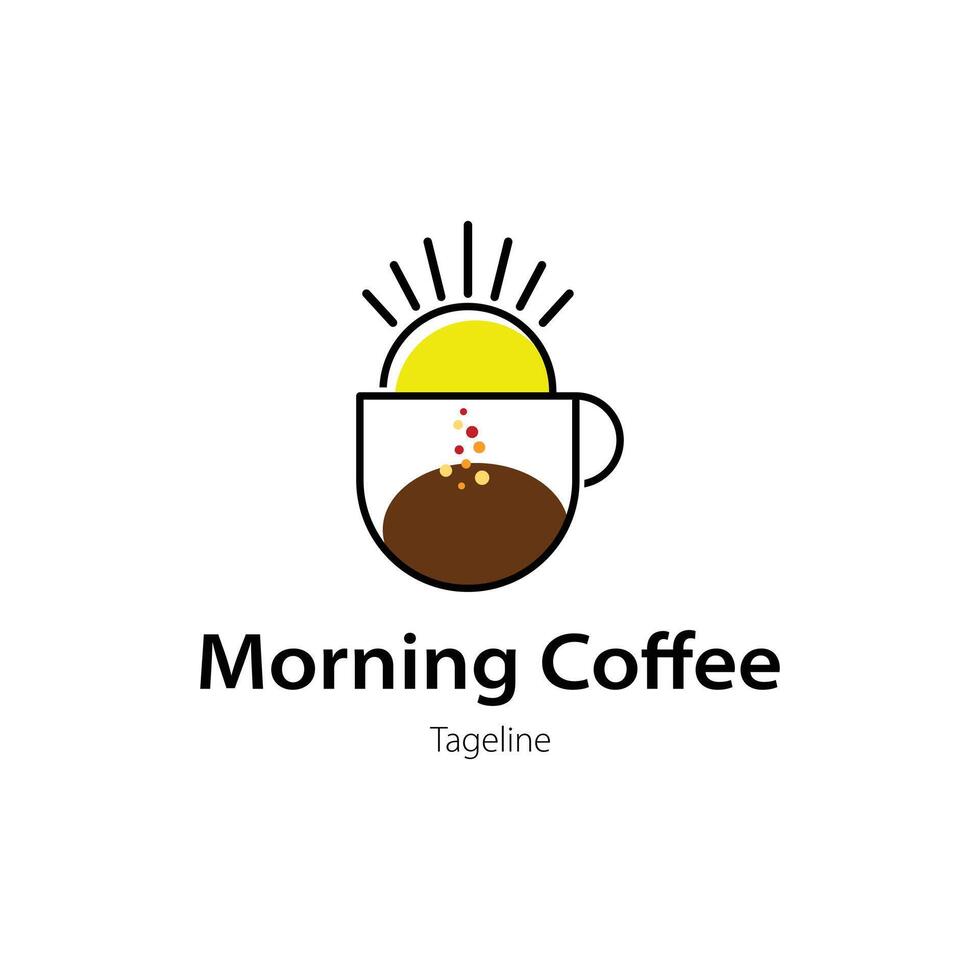 Morning Coffee Logo Design sun over coffee cup vector