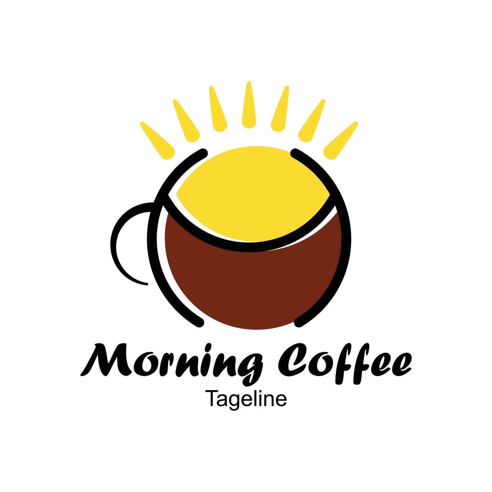 Morning Coffee Logo Design The sun shines on the cup vector