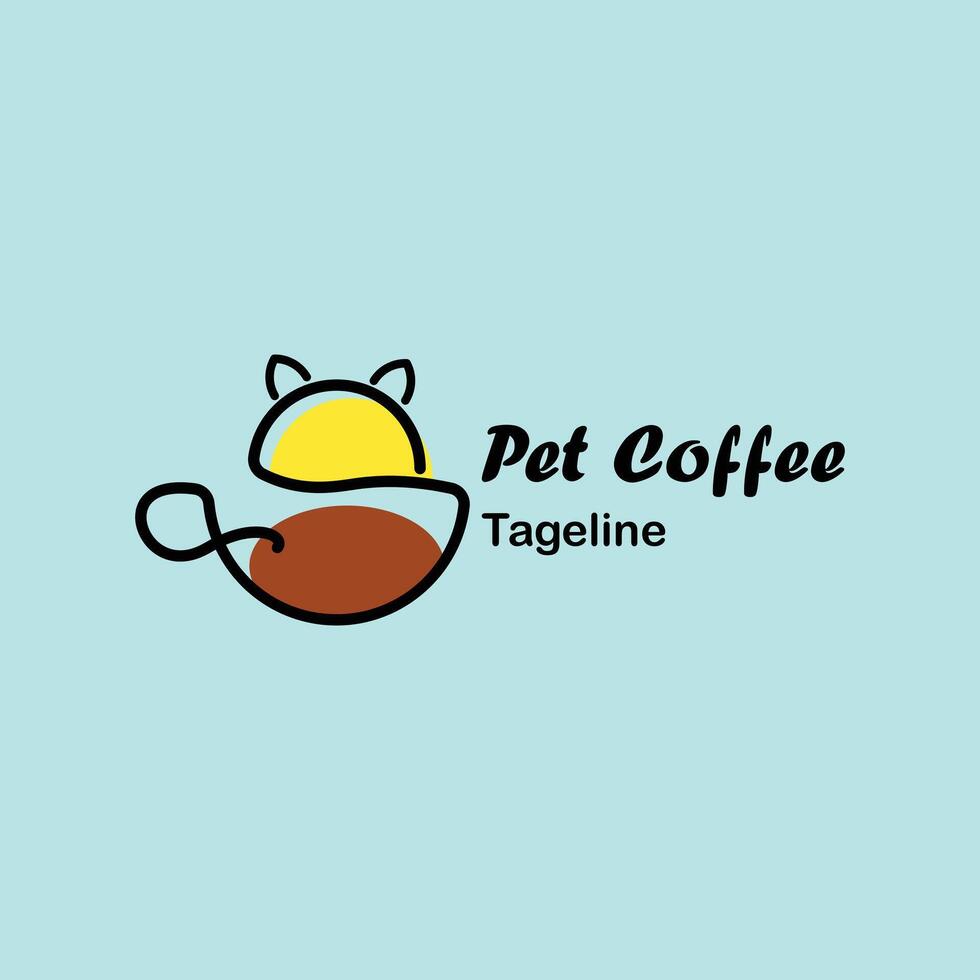 Pet Coffee Logo Design like cat and mug vector