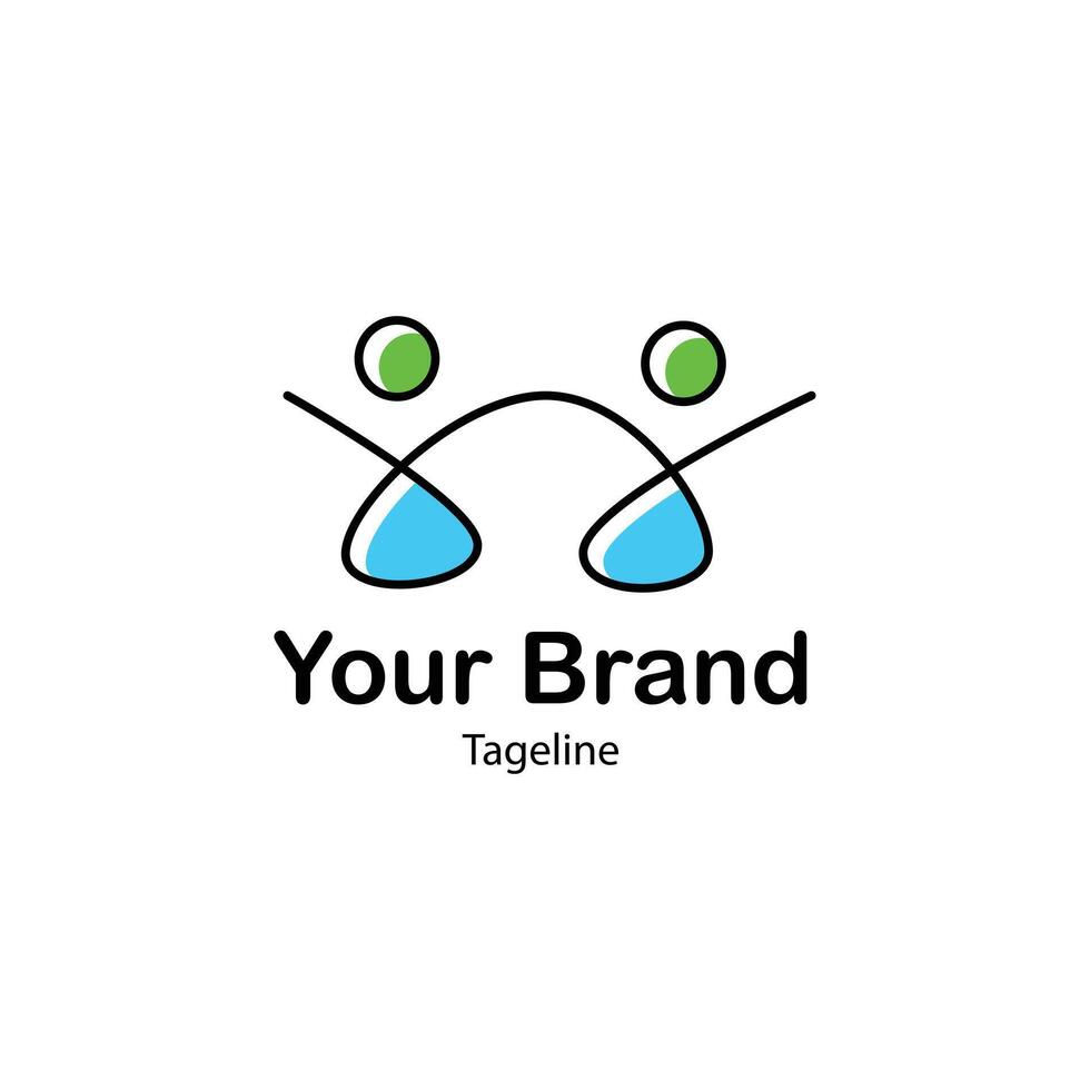 People Logo Design Two children go hand in hand happily vector