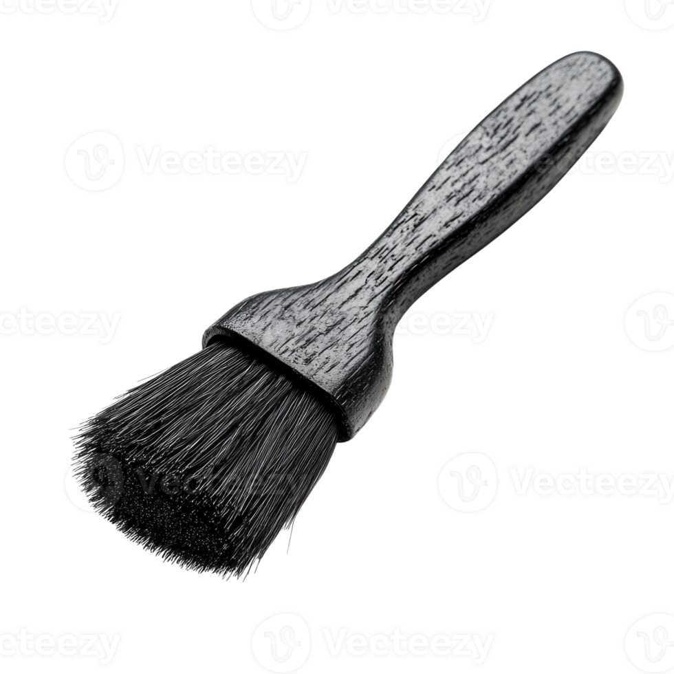 Wooden brush with soft bristles isolated on transparent background, png