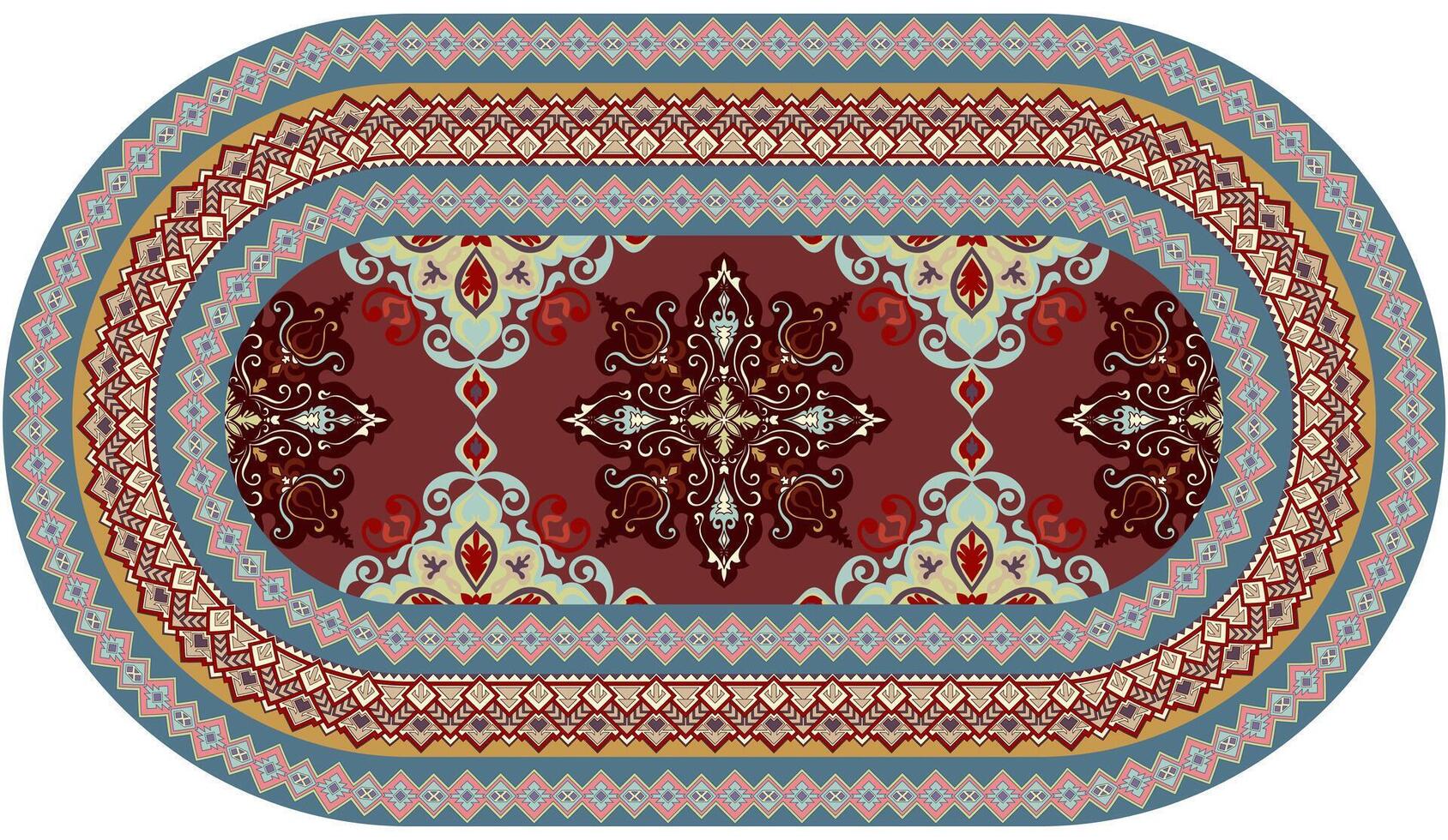 Elegant oval pattern Persian rug Traditional oriental rugs with intricate patterns vector