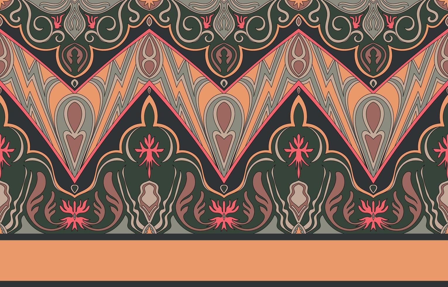 Intricate pattern, flowing design, folk, tribal Fabric and surface design elements vector