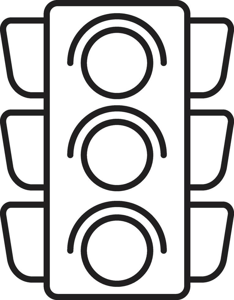 black and white outline traffic light icon vector