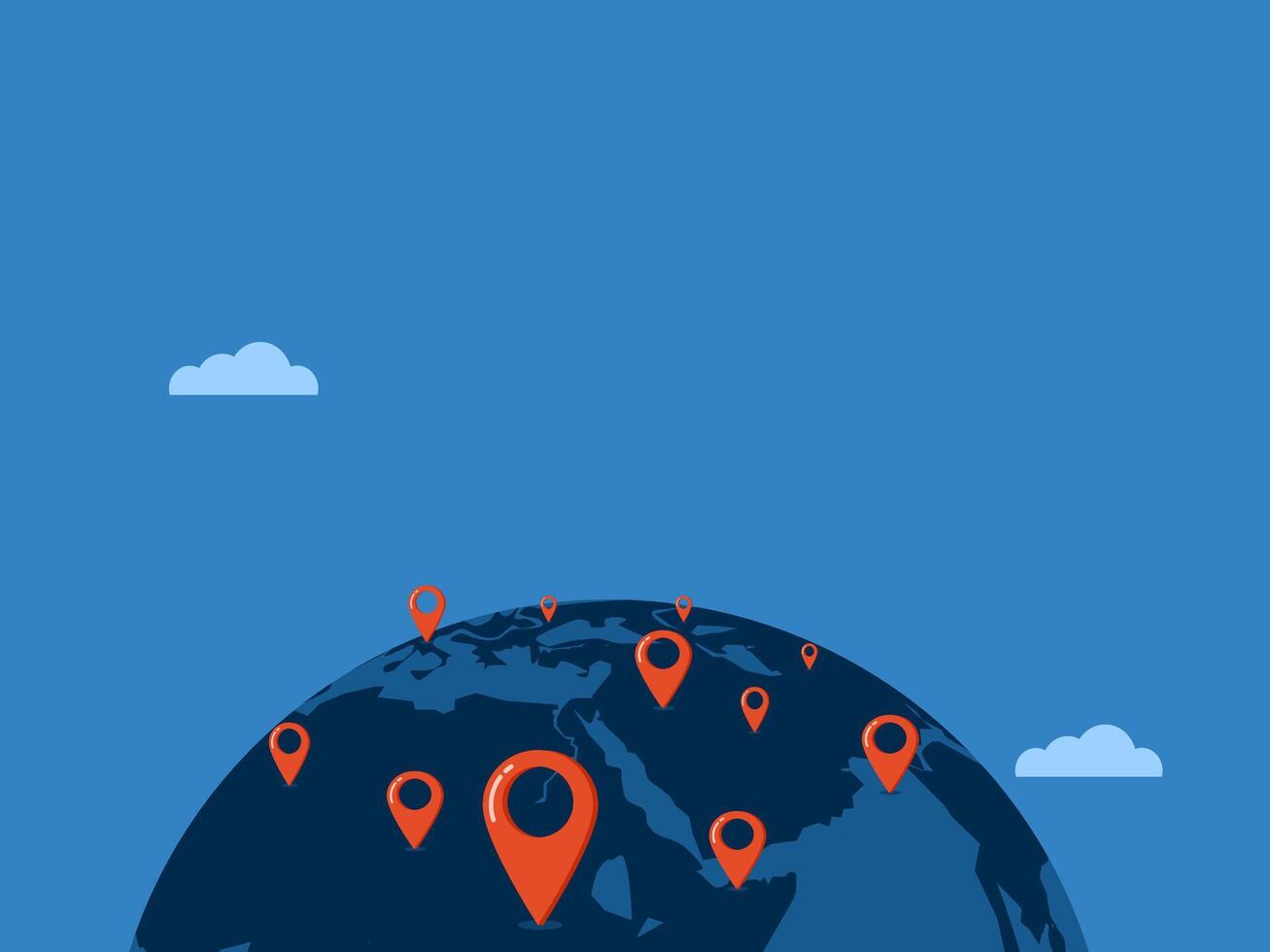 Red pin on the world, Exploration and expansion concept vector
