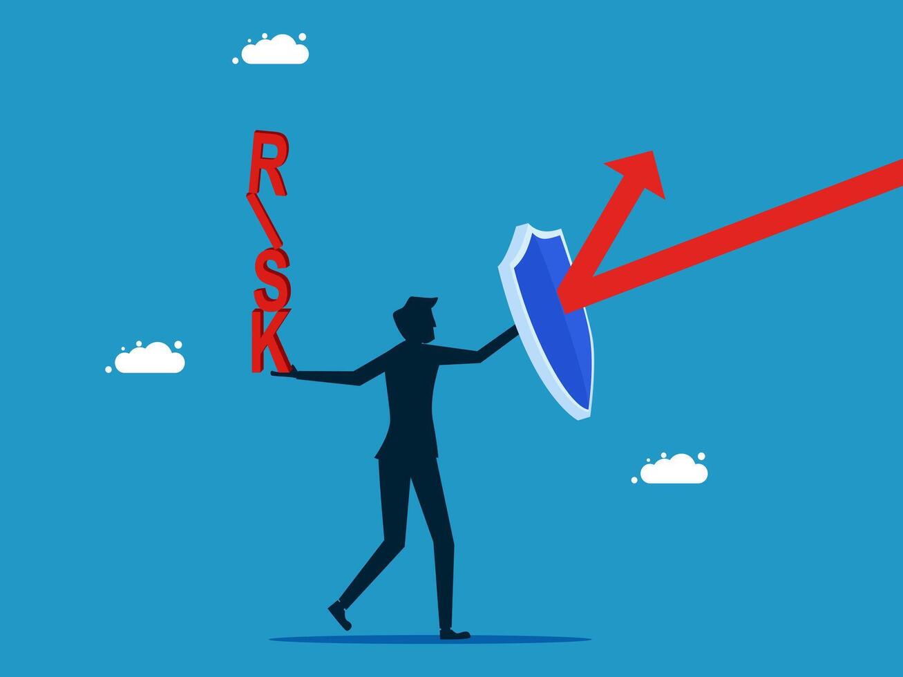 man holding up a shield with the word risk vector