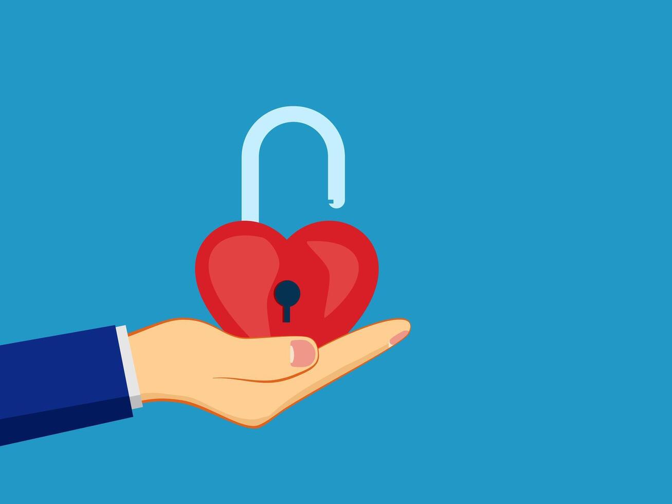 a hand holding a red heart shaped lock vector