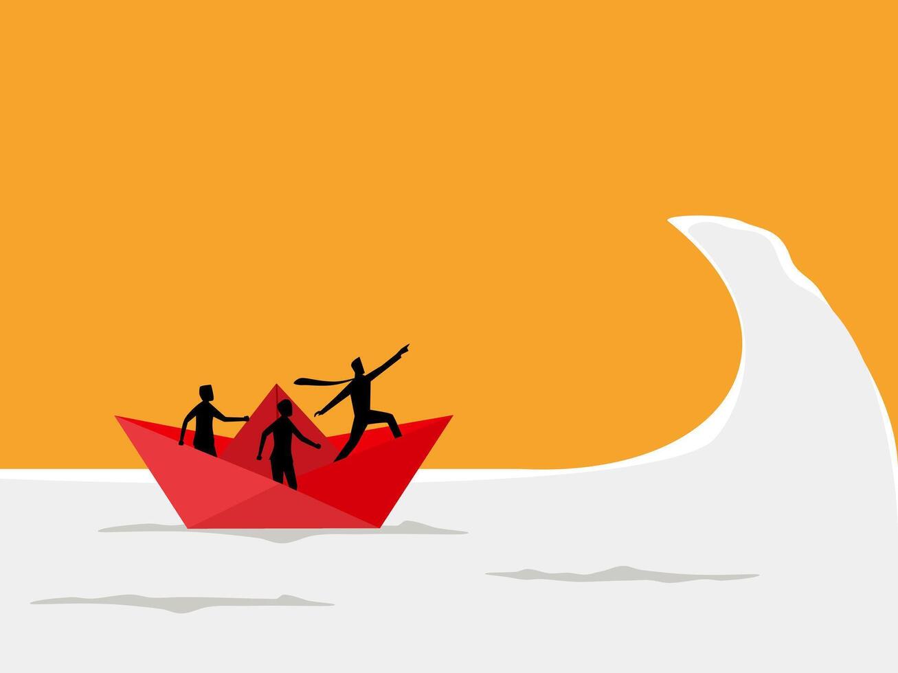 Leader, Brave, Challenging Problems, Businessman Encountering Big Waves vector