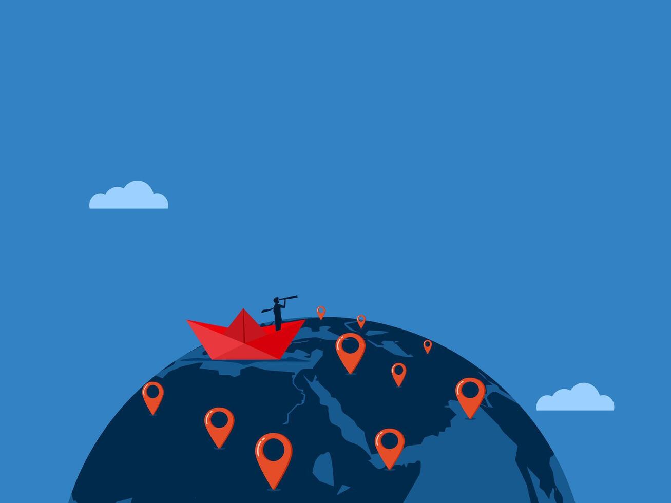 Businessman looking far into the world, Exploration concept vector