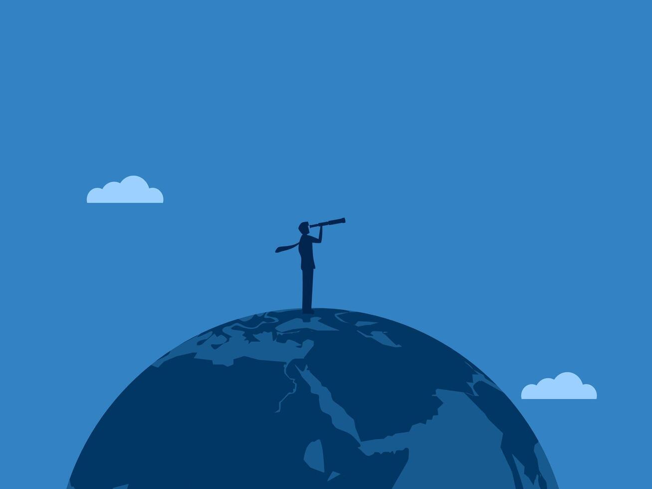 Vision, Businessman Telescopes the Earth vector