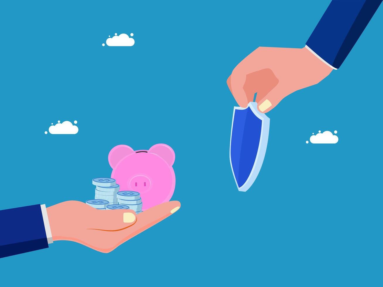 a hand holding a knife and a piggy bank vector