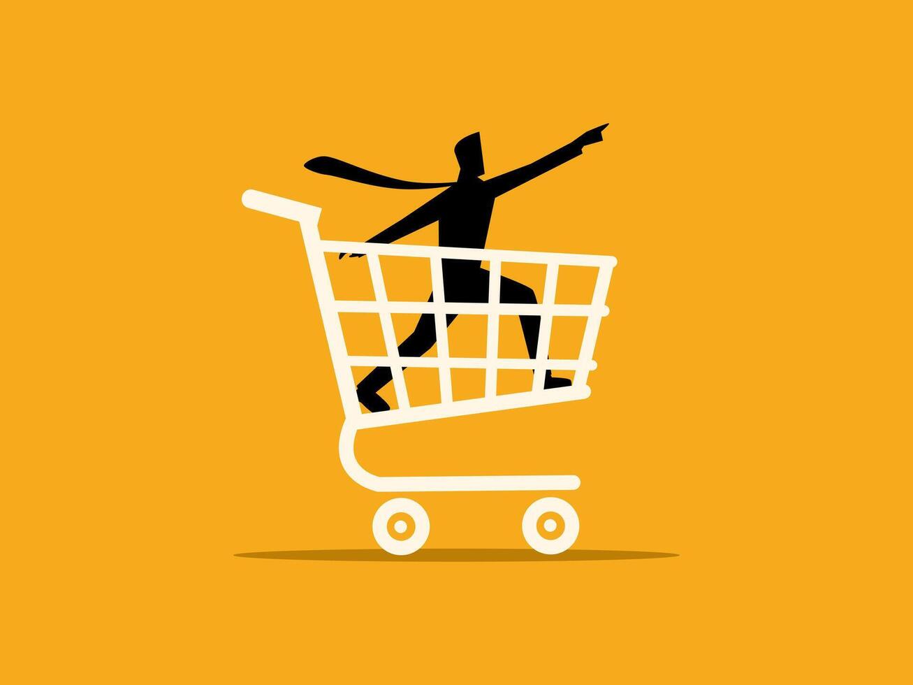 Strategy, Marketing, Product, Consumer, Business leader points shopping cart forward vector