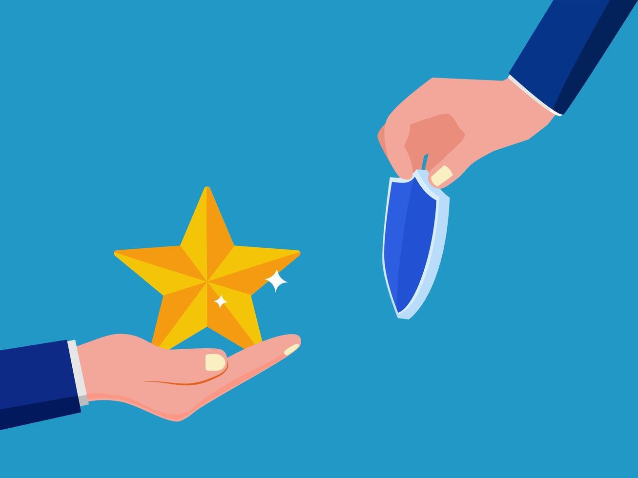 two hands holding a star and a knife vector