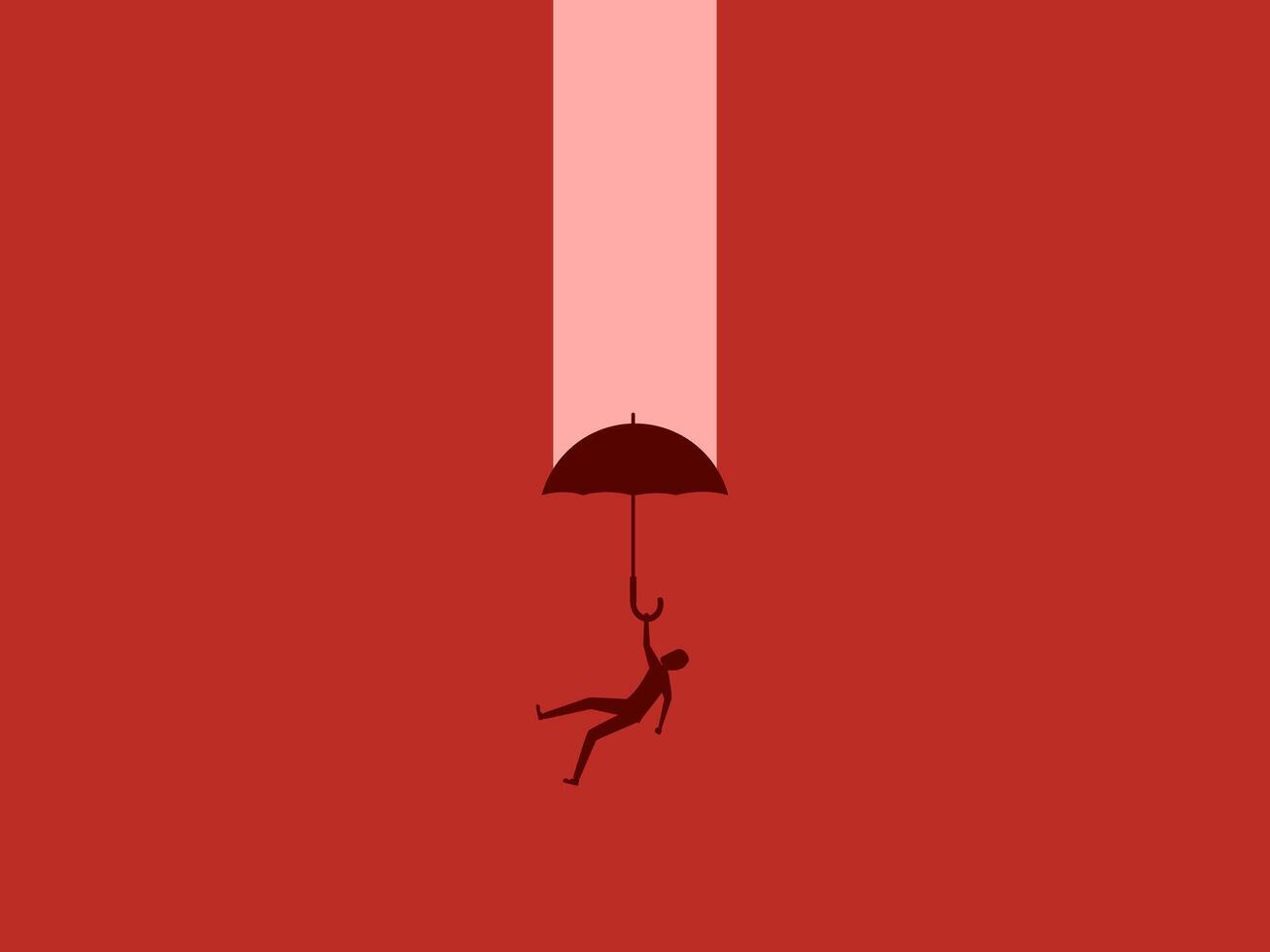 Businessman falling from height with umbrella vector