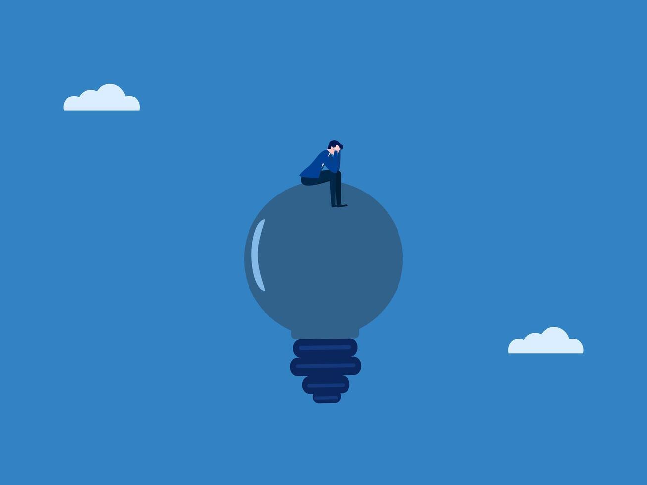 Burnout, Sad businessman on light bulb, business concept vector
